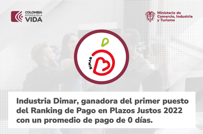 Industria Dimar, ganadora del primer puesto del Ranking de Pago en Plazos Justos 2022 